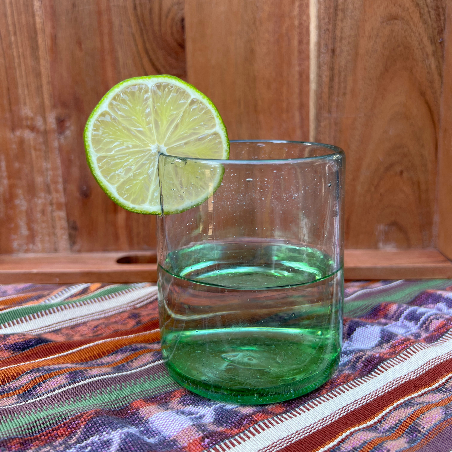 Handblown Green Old Fashioned Glasses, Set of 2