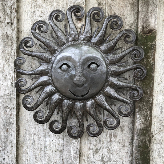 23" x 23" Haitian Metal Wall Art, Spring Garden Sun