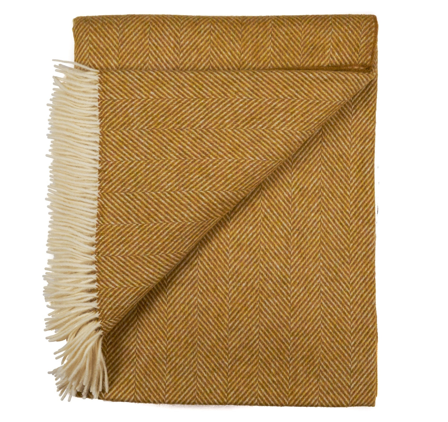 Southampton Home Merino Wool Herringbone Throw - Gold