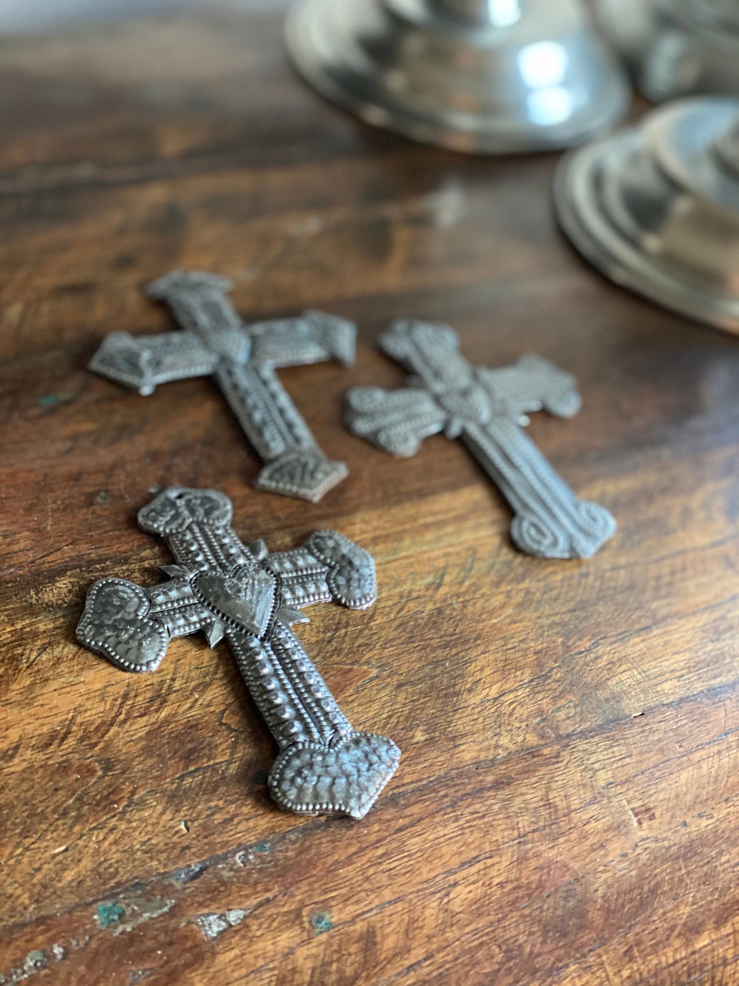 3" x 4.25" Small Milagro Cross $3.40 ea. Set/3  Heart Design