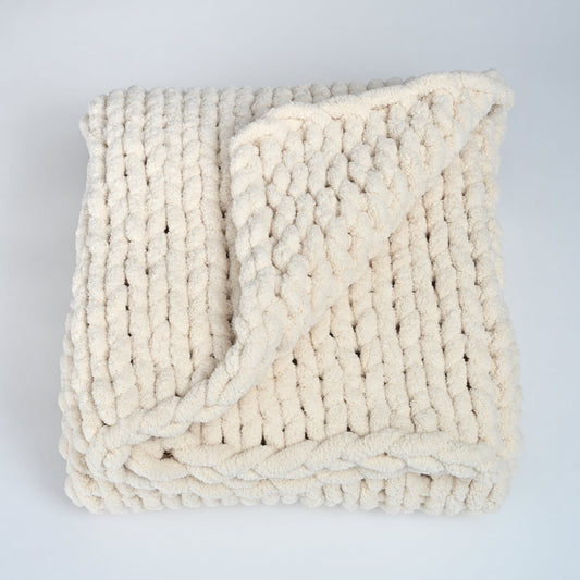Woven Together Blanket in Creamy Beige