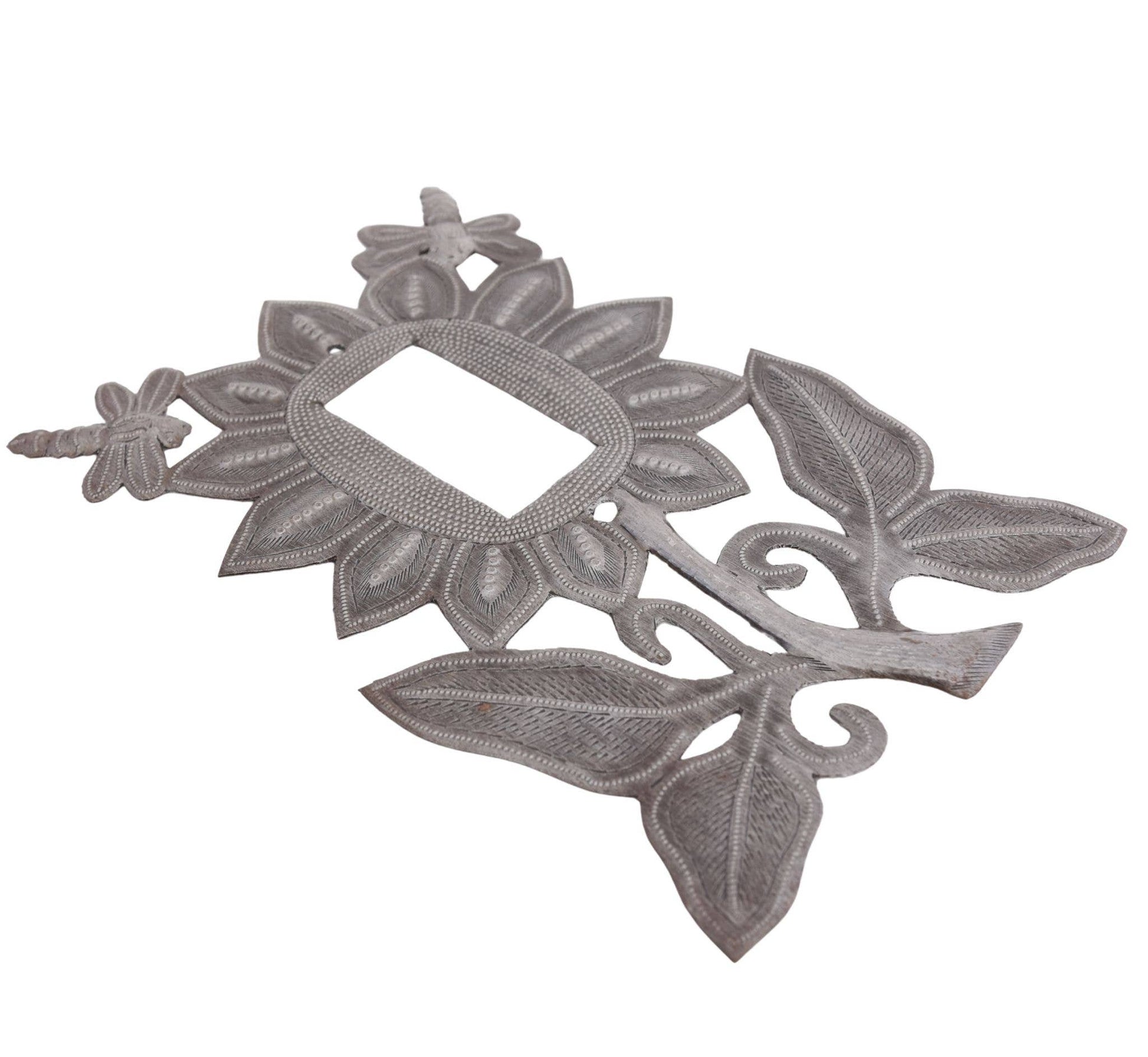 Flower Rocker Outlet Cover Handmade Haiti Recycled Metal