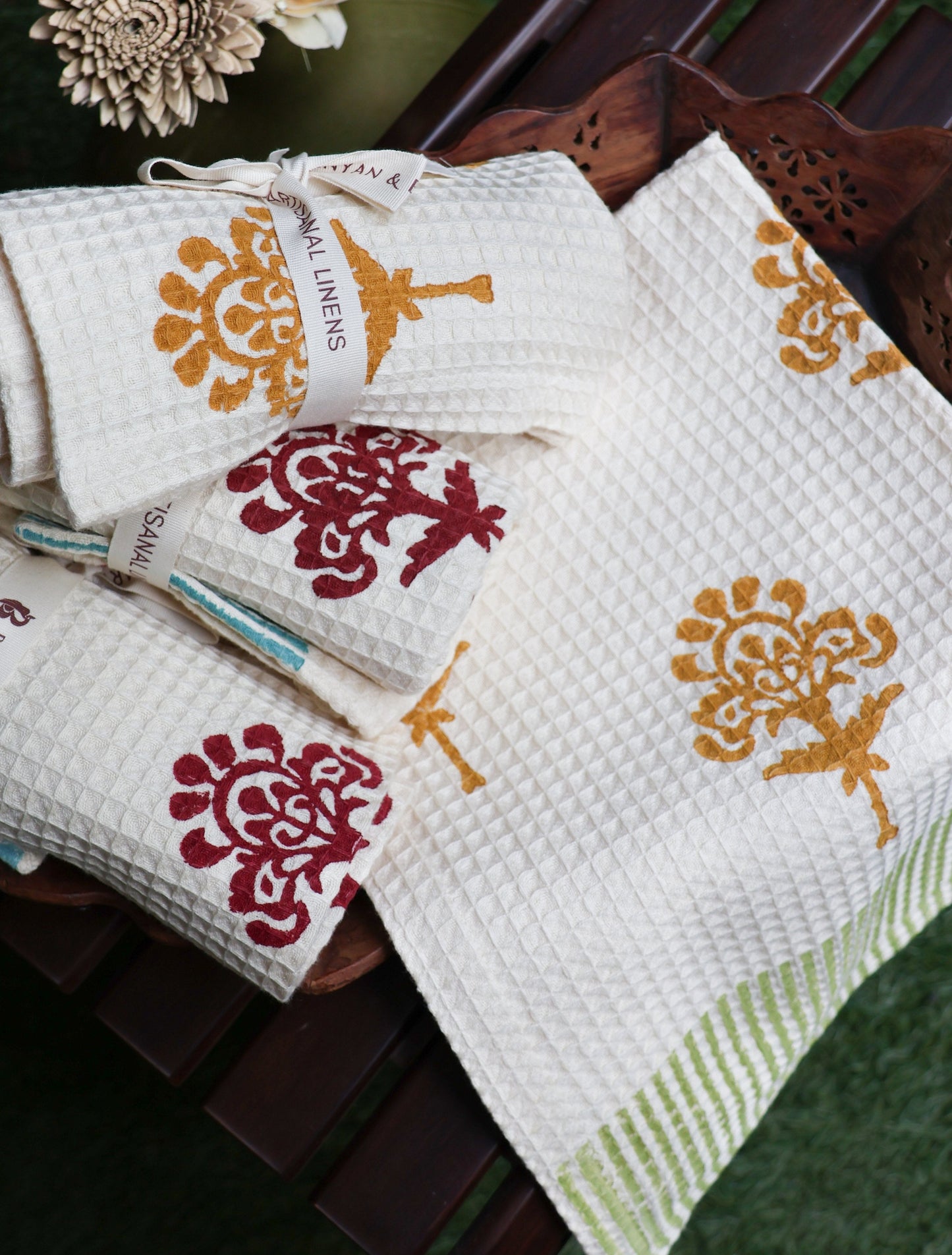 Harmony Cotton Waffle Kitchen Towels - Set of 2 (Multi-color)