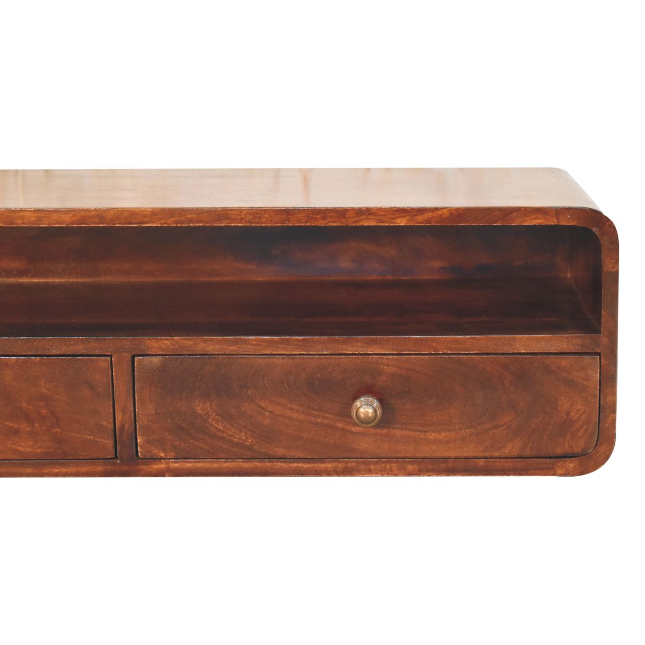 Solid Wood Floating California Walnut Open Console