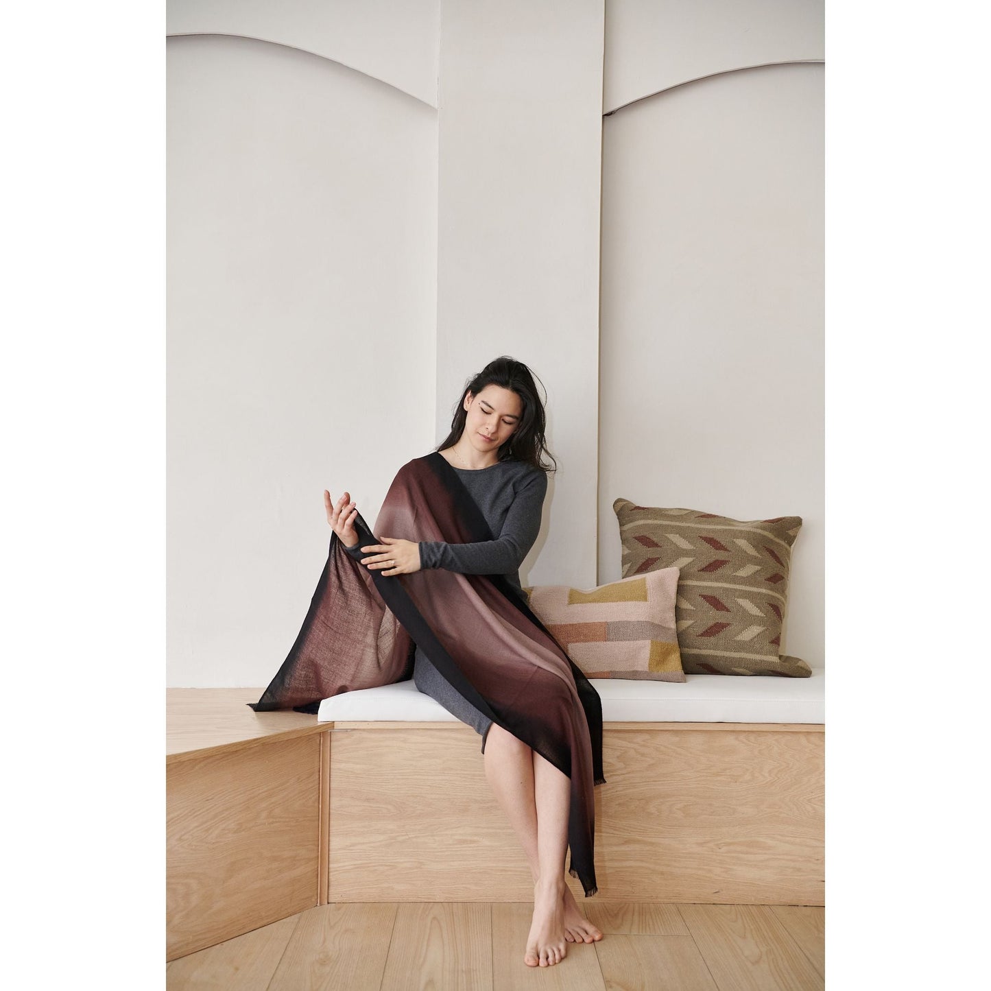 Iris Mink Cashmere Merino Handwoven Scarf