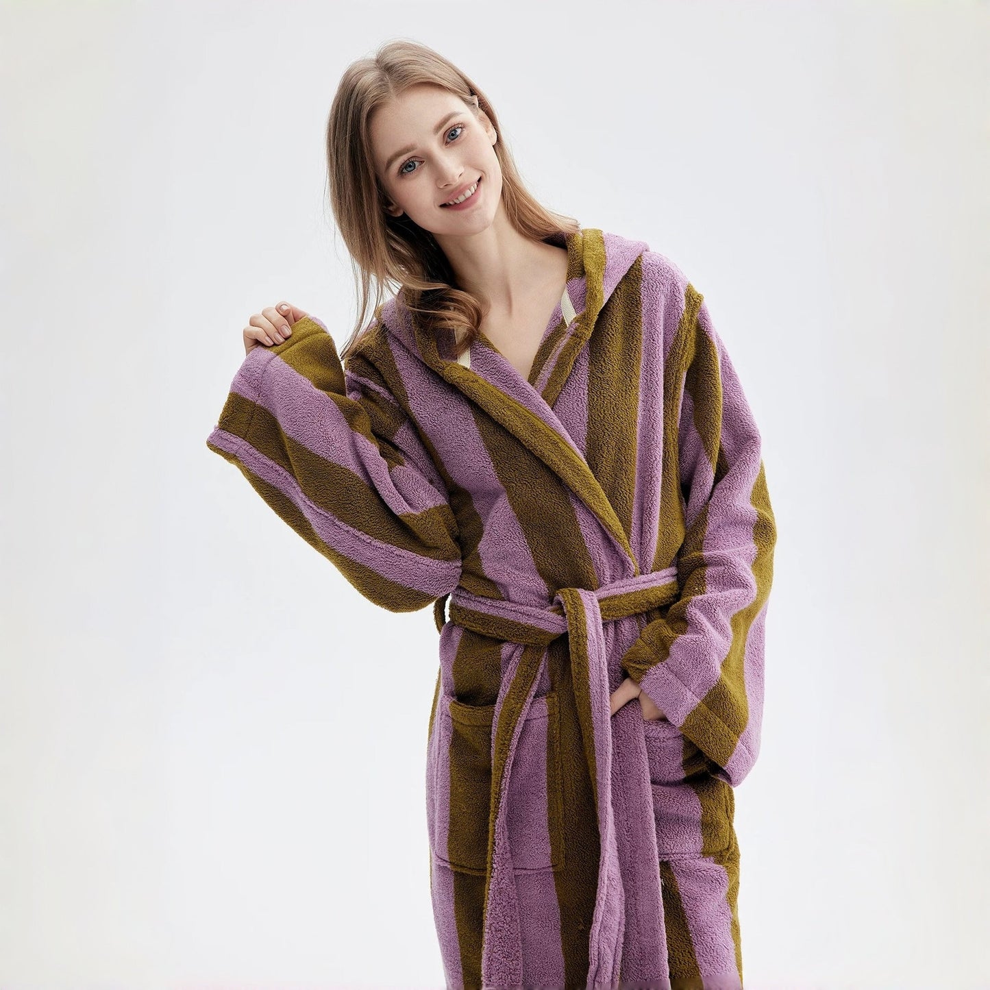Ultra Soft Retro Whimsical Stripe Bath Robe