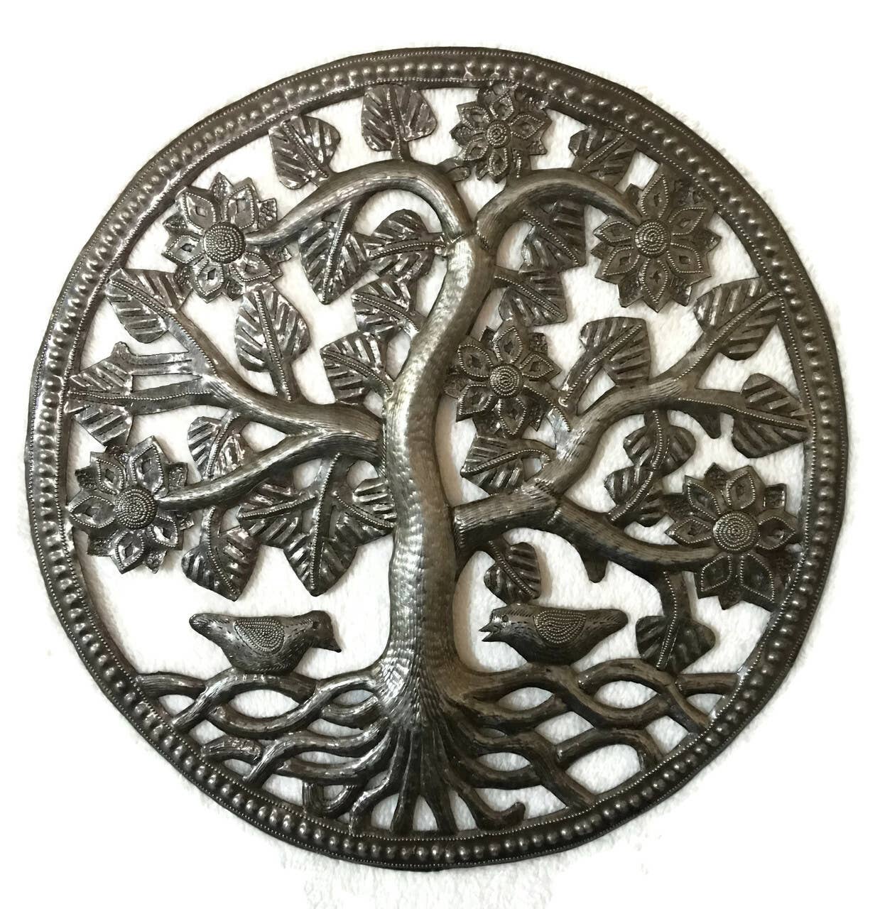 15" Nature Inspired Tree of Life, Garden Metal Wall Art