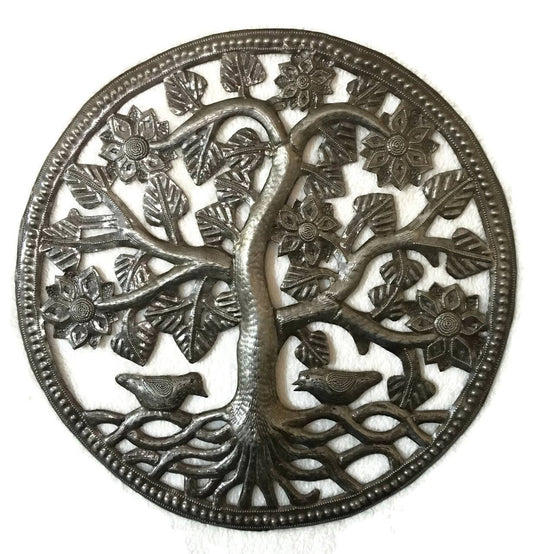 15" Nature Inspired Tree of Life, Garden Metal Wall Art