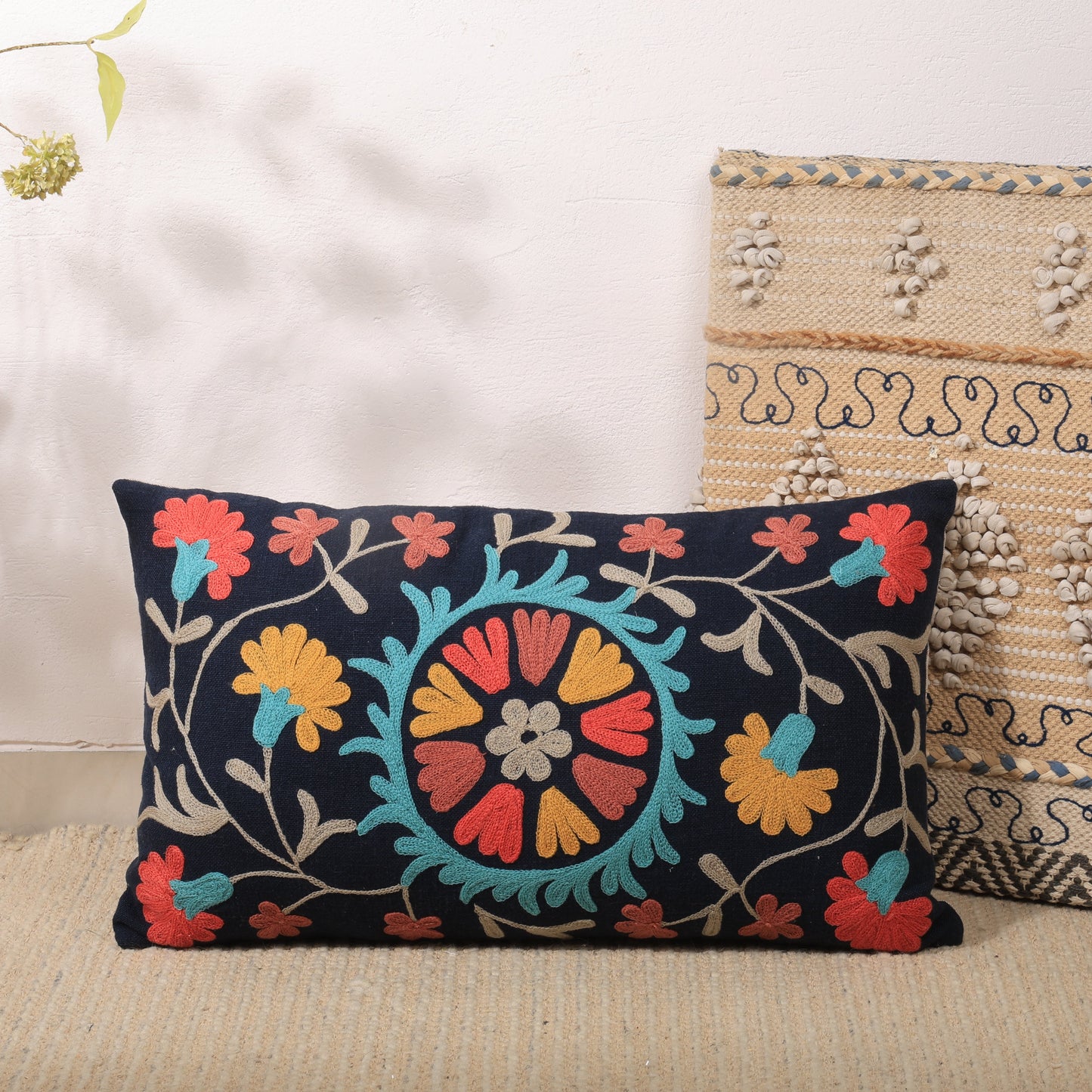 Indigo Artisan Aari Pillow | Cotton Fabric | 24x14"