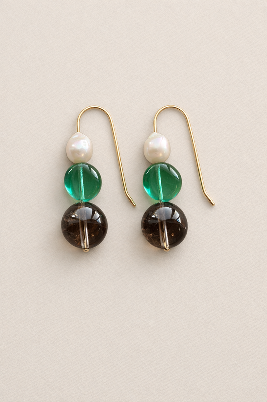 Sage & Pearl Earrings | Gold Fill