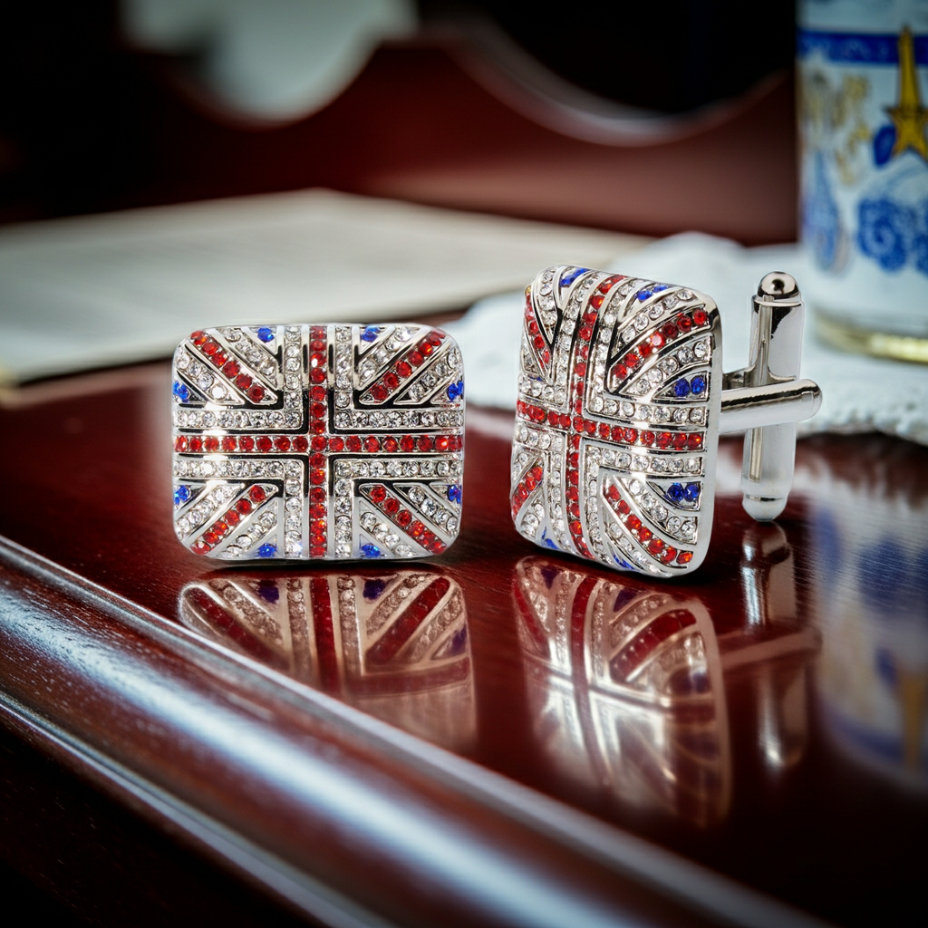 Union Jack Crystal Cufflinks