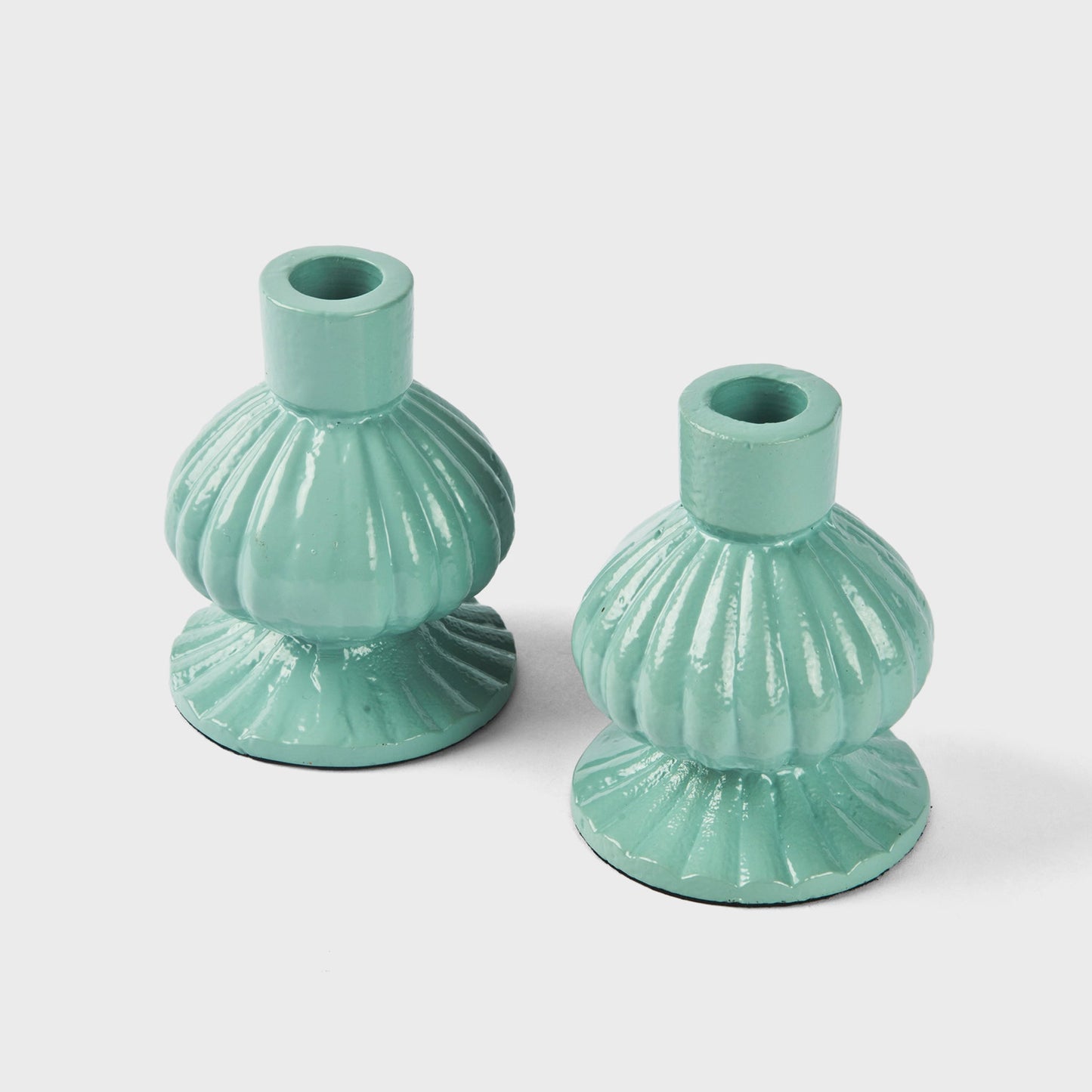 Sculpted Aluminum Candlesticks Set of 2