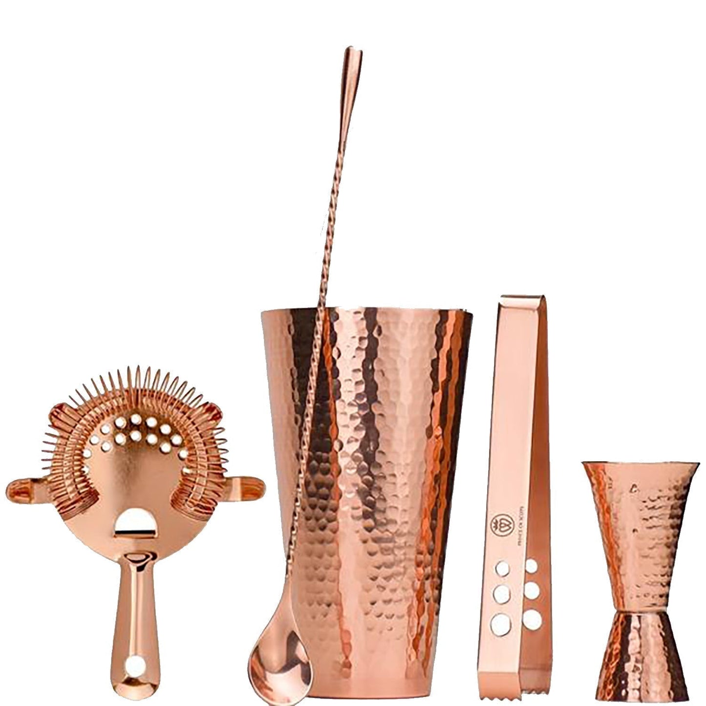 Hammered Copper Cocktail Mixing Set
