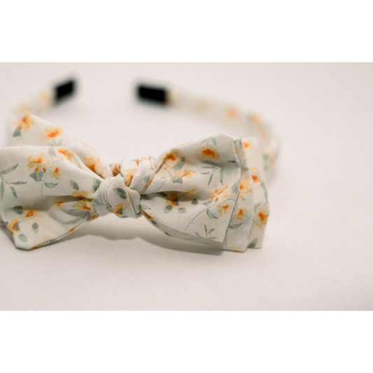 Three Little Bows Headband- Lemon Blossoms