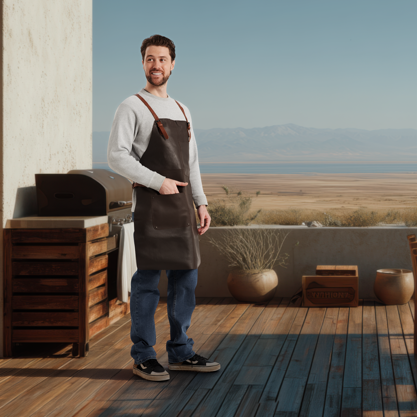Theodore Leather Work Apron