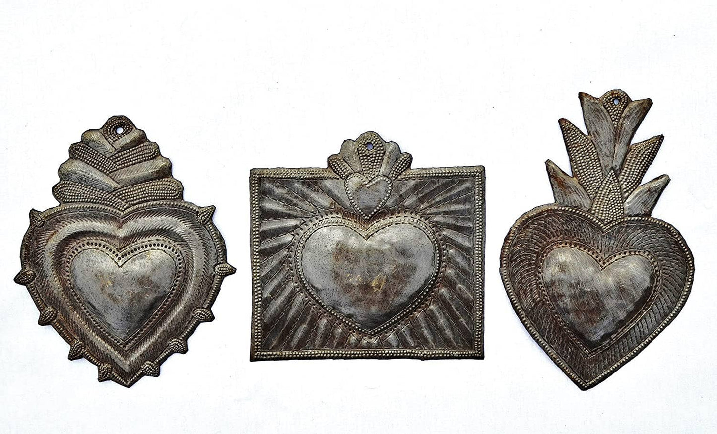 6" Set/3 Sacred Hearts, Hand Made in Haiti, Fair Trade