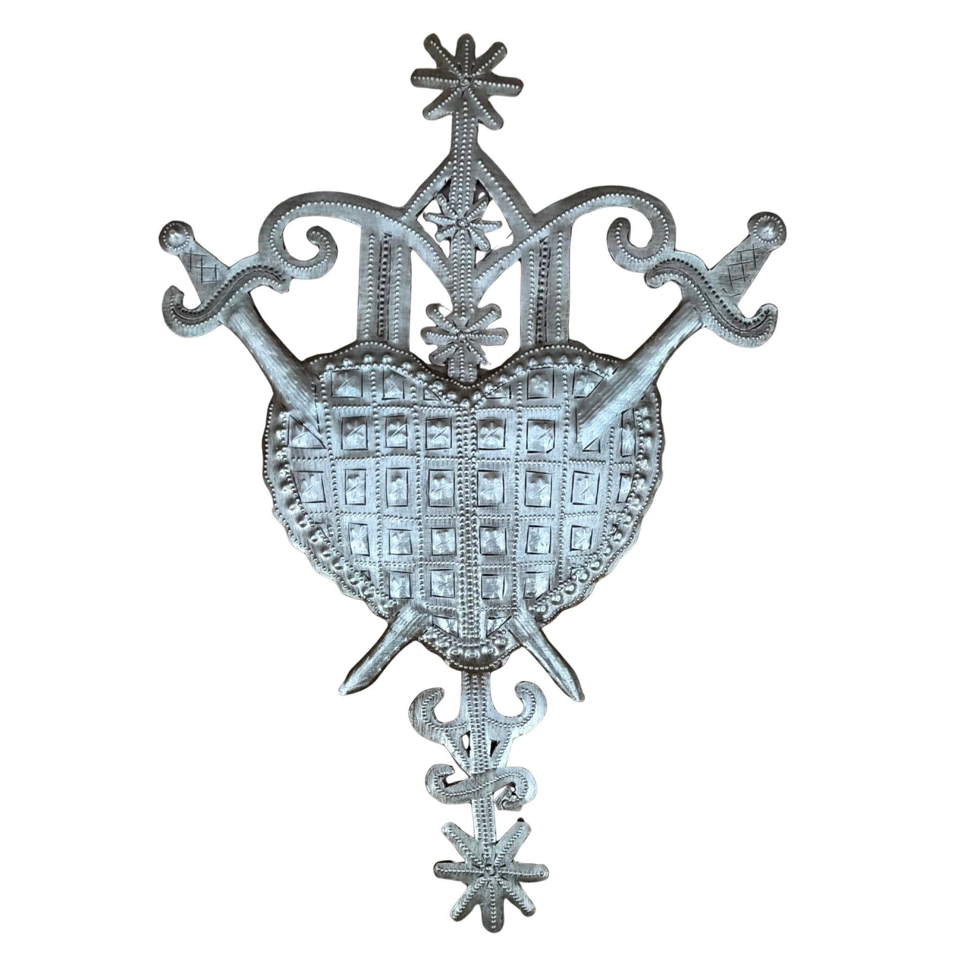 Erzulie Dantor Veve Heart – Handmade Haitian Metal Wall Art