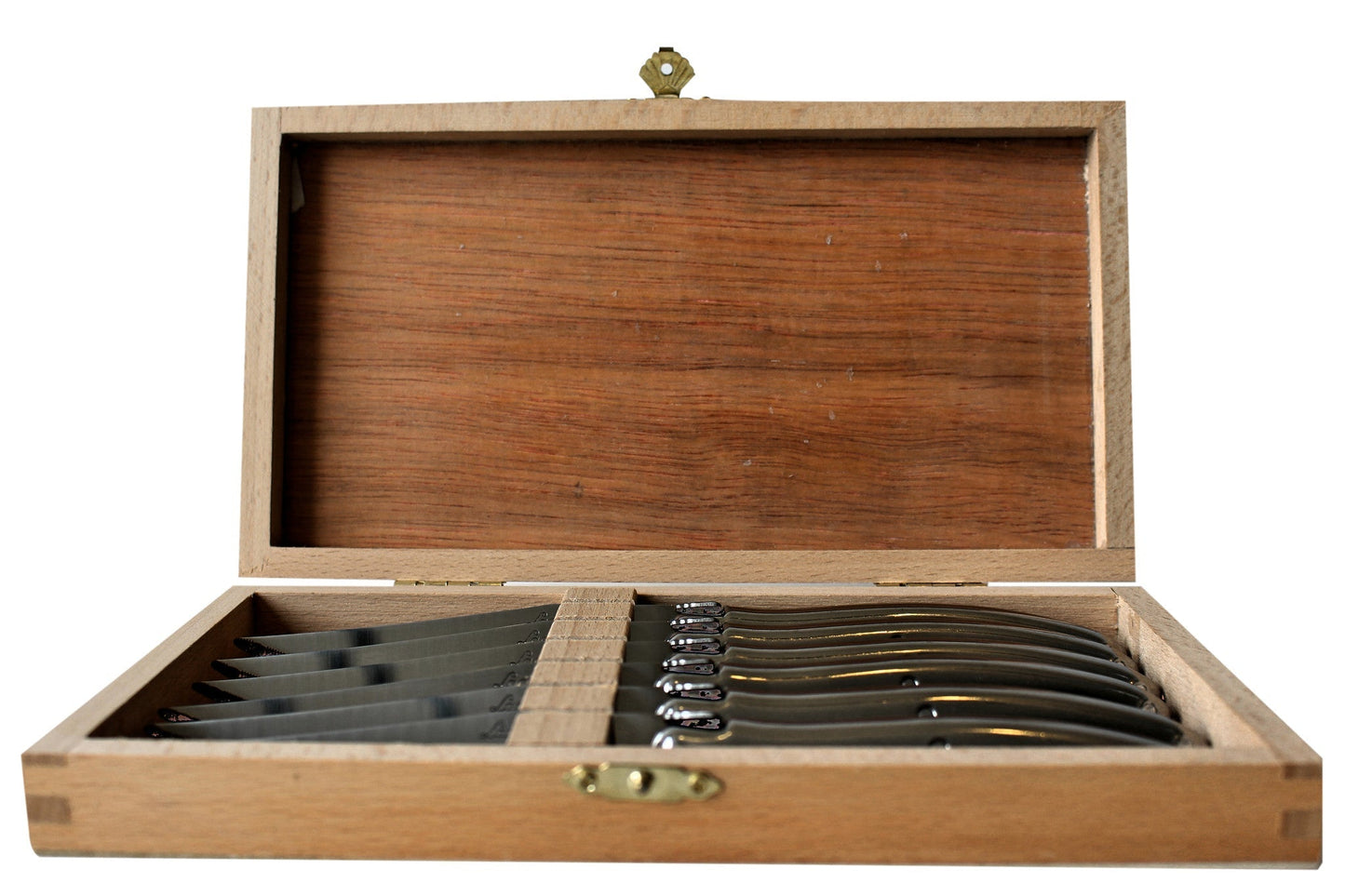 Laguiole 6 Piece Steak Knife Set, Stainless Steel in Wood Presentation Box