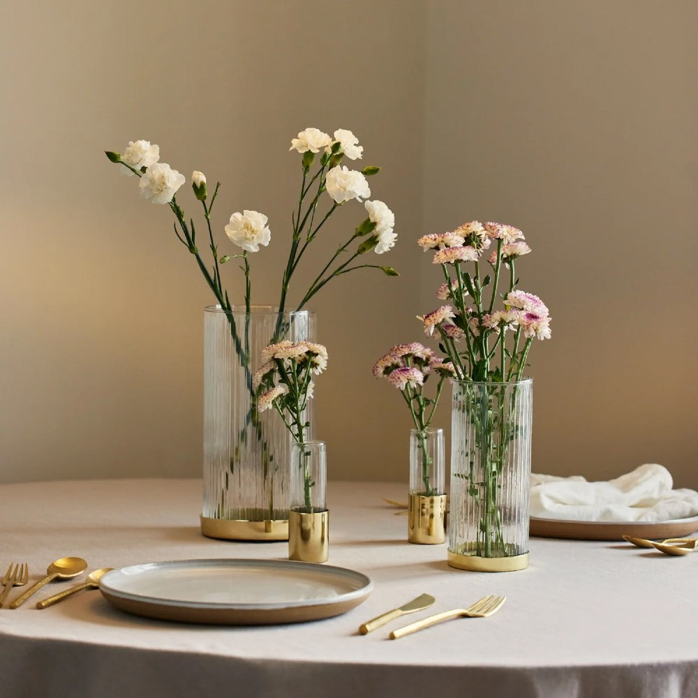 Fluted Glass Bud Vases, Set of 4