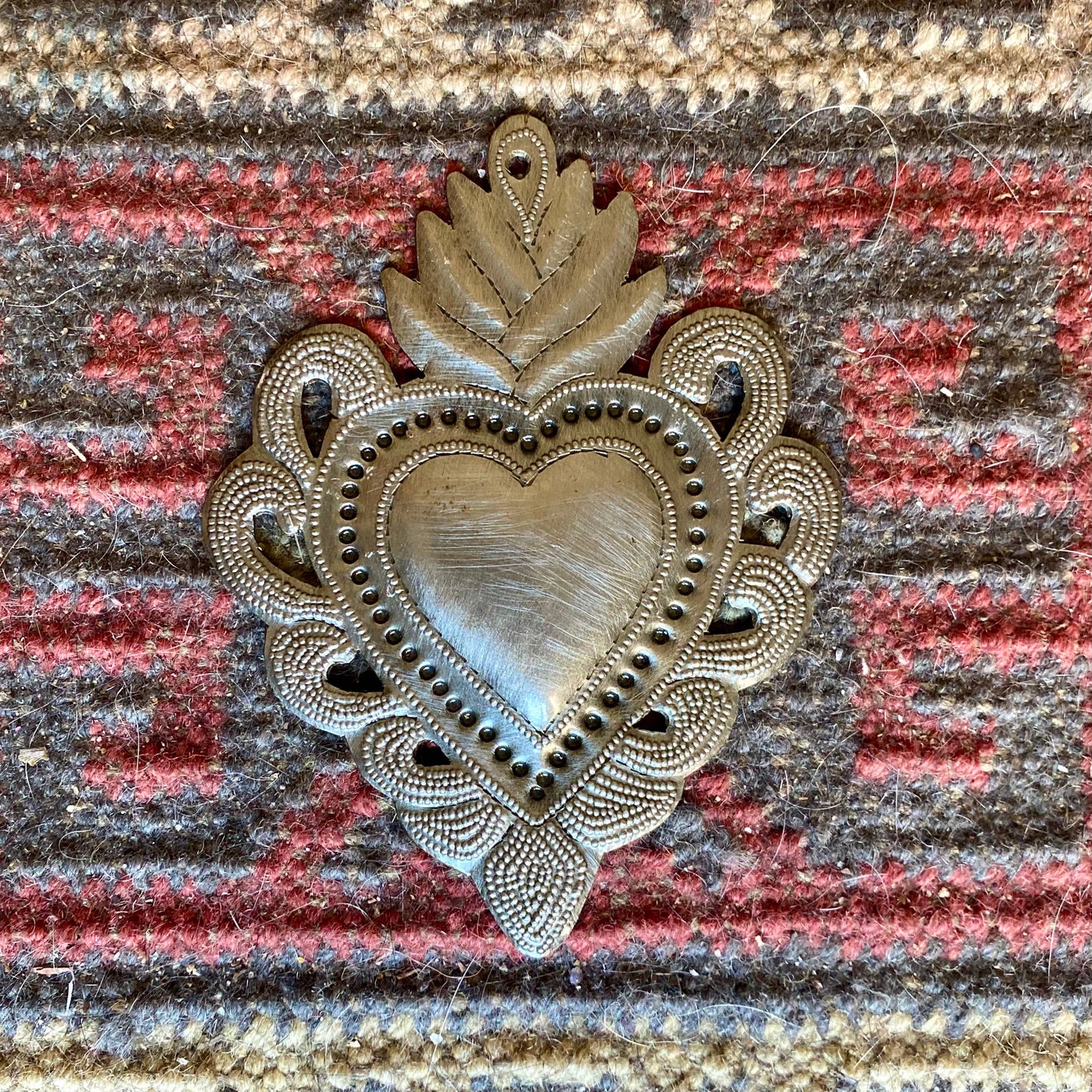 Sacred Heart, Wall Decor,Handmade Metal Haiti 6" x 4.25"
