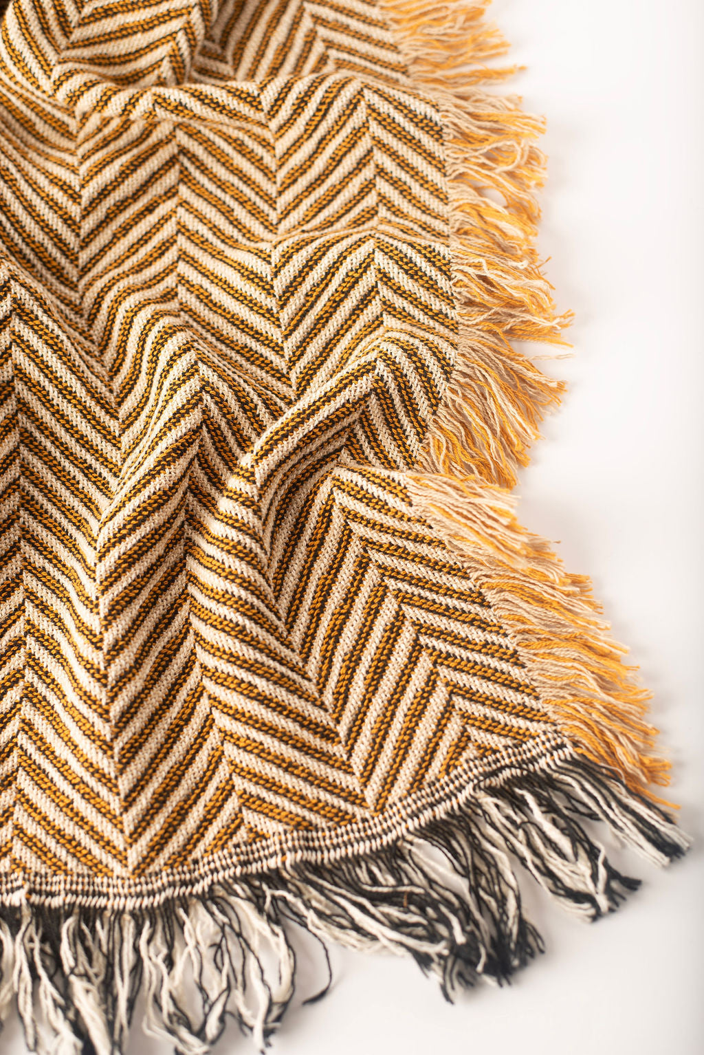 Golden Herringbone Jacquard Woven Throw