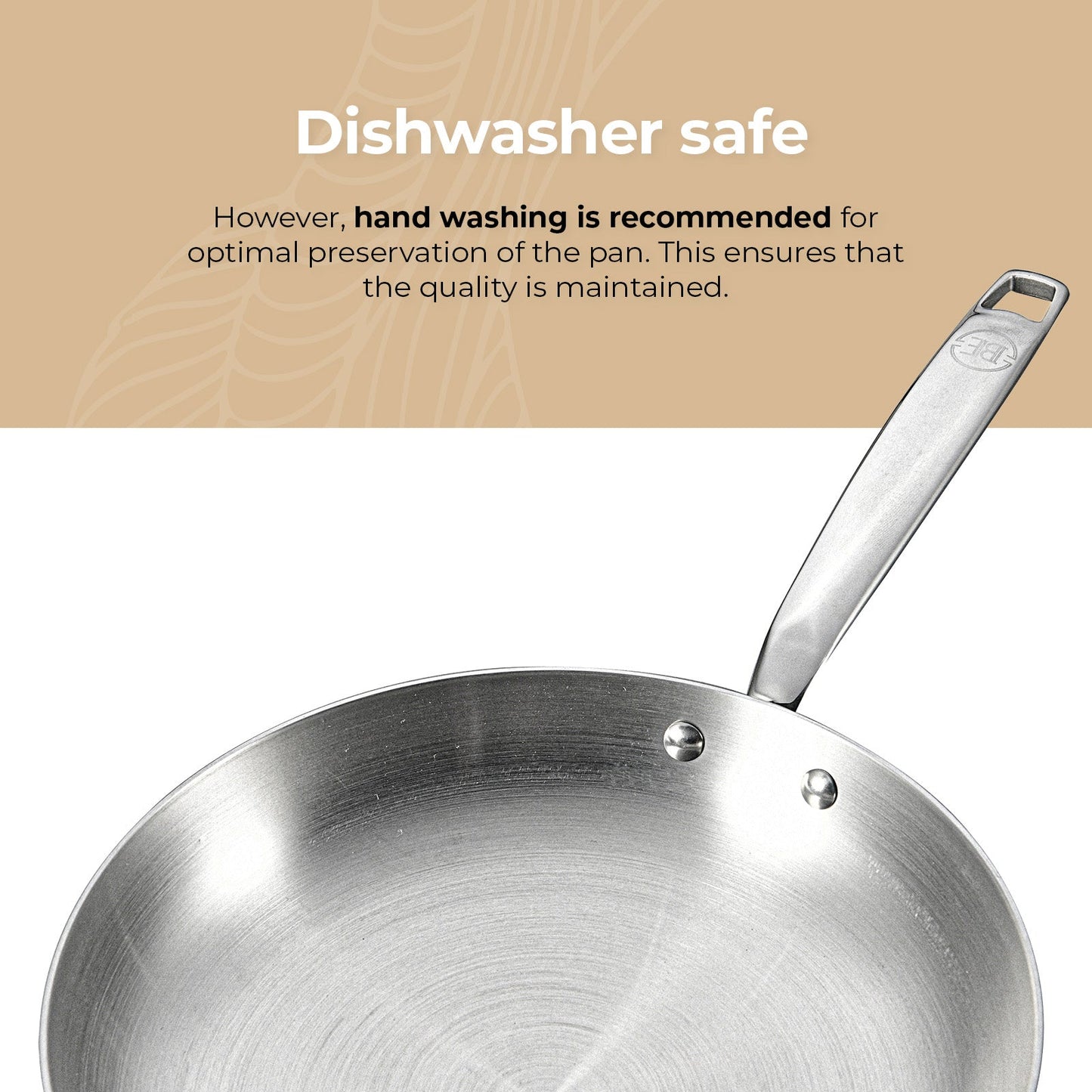 BE | LIVING - Essential Series - 10” / 26 cm Frying Pan - Triply Stainless Steel