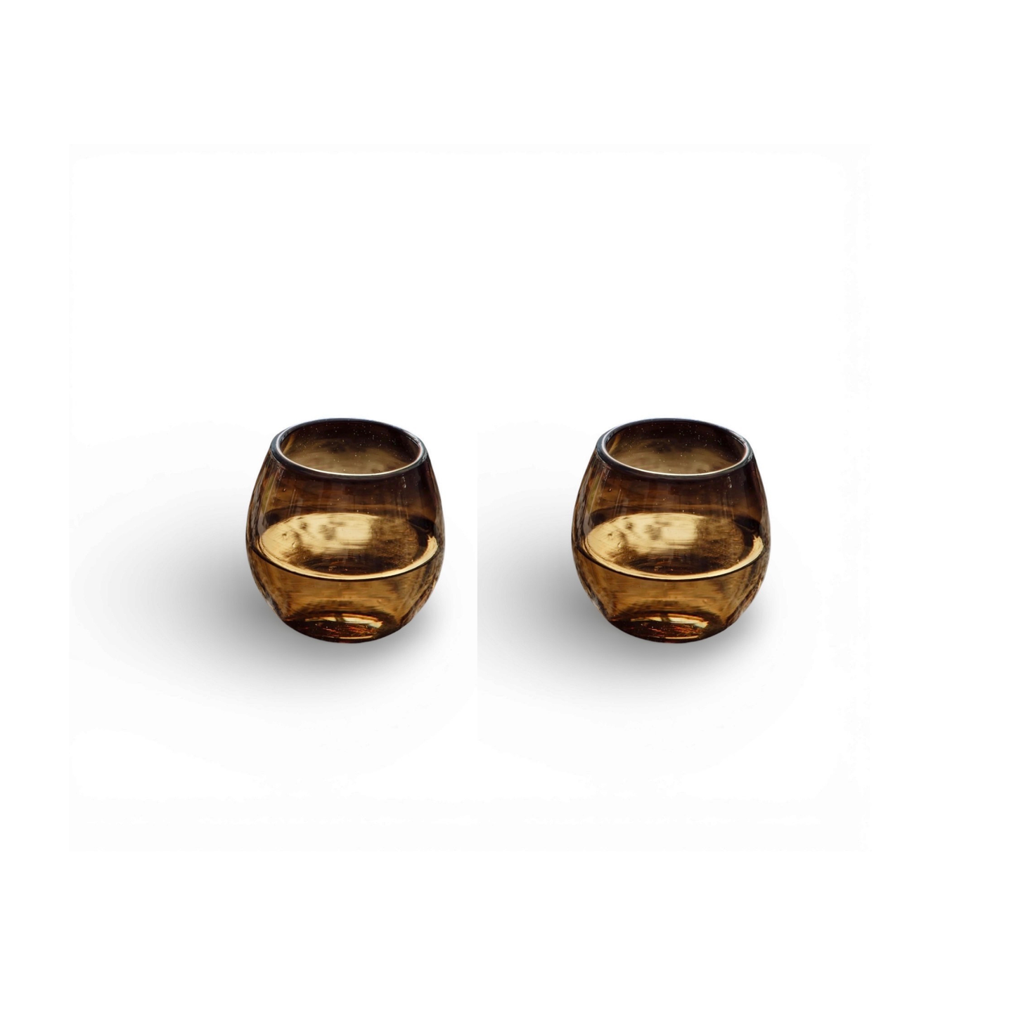 Ronde Blown Glass, Amber, Set of 2