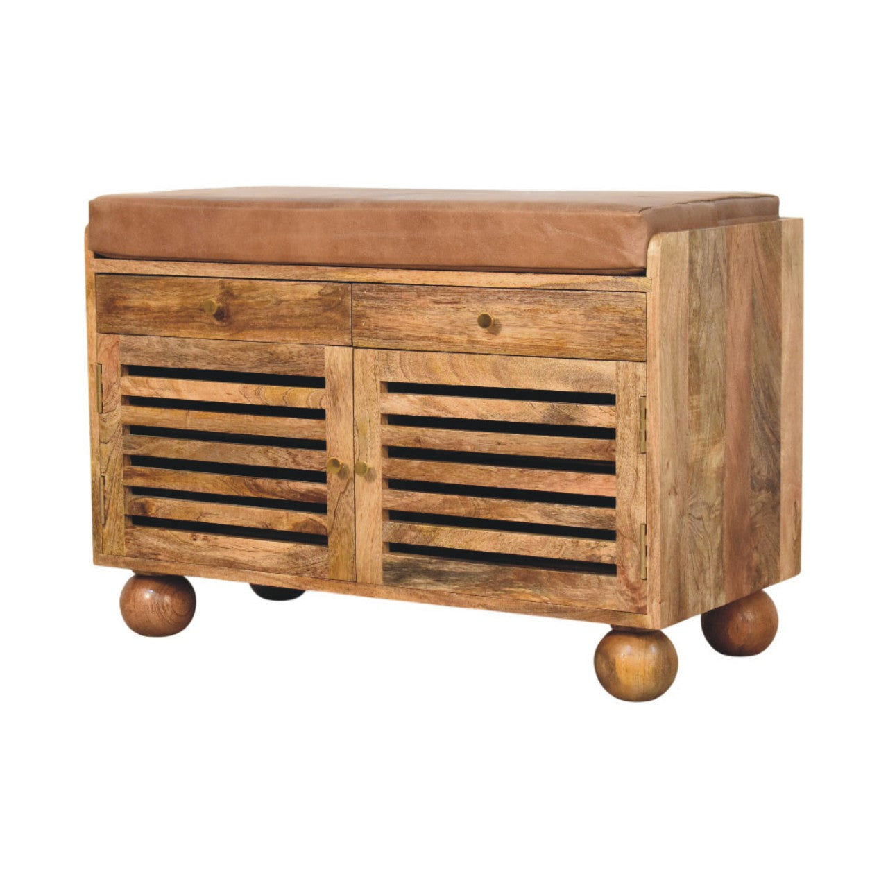 Solid Wood Oakridge Leather Shoe Cabinet