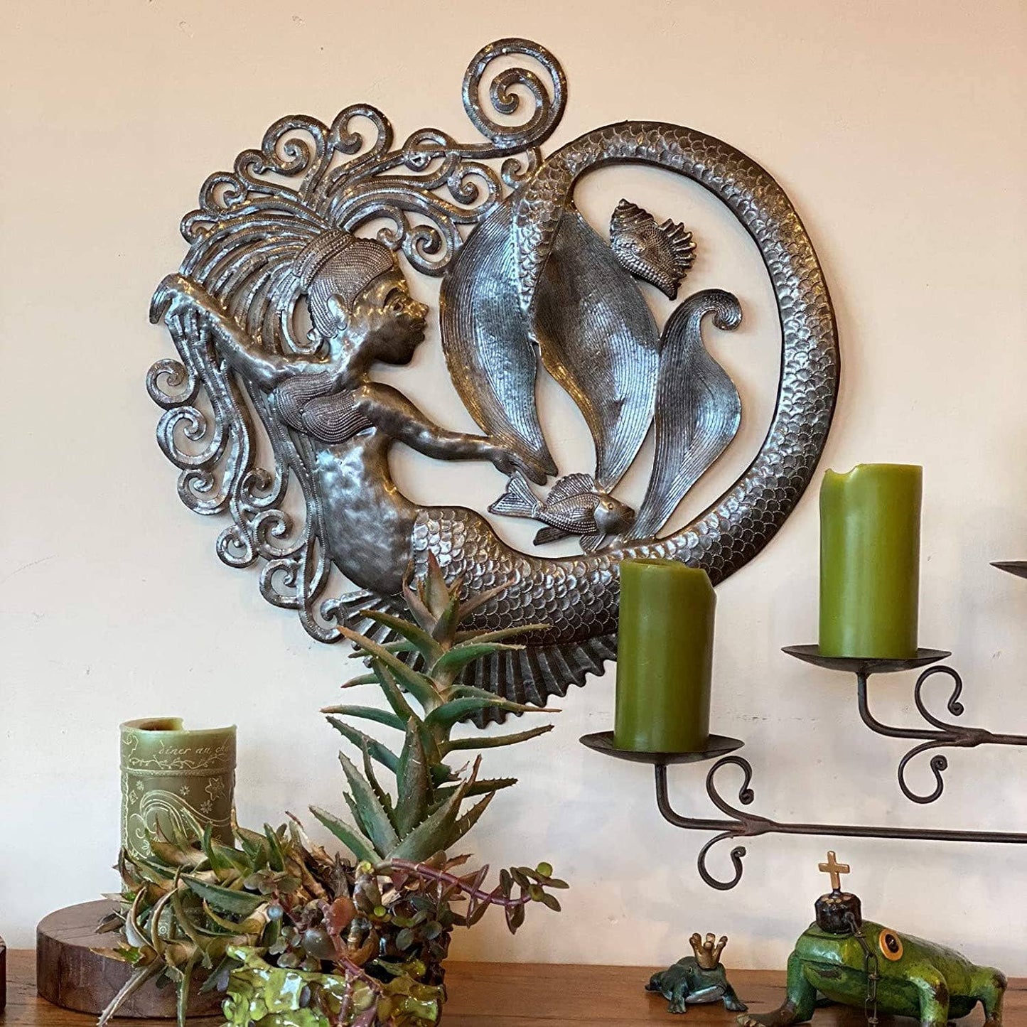 23" Mermaid Art, Heart Shaped Plaque, Nautical and Sea Life