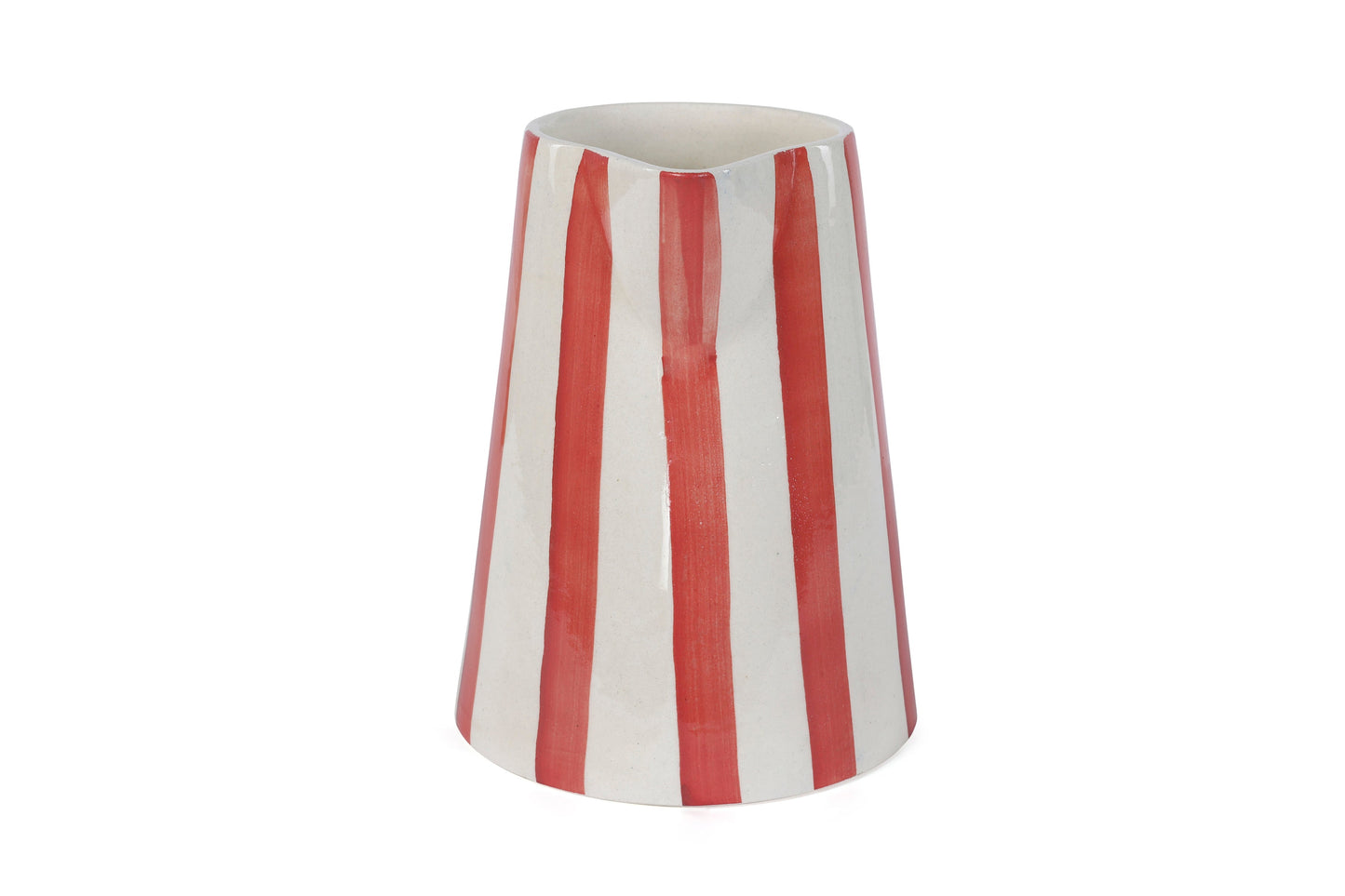 Ceramic Stripe Pitcher - Red