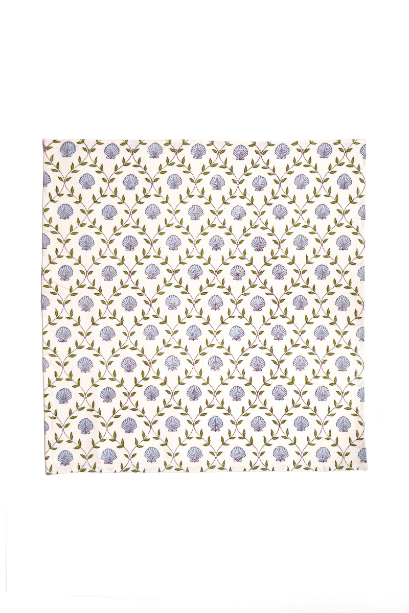 Seashell Blockprint Napkins, Set of 4