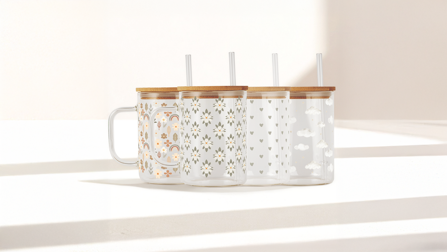 Soft Neutrals 17oz Glass Mug Set