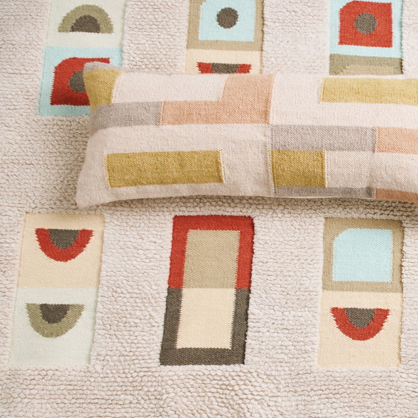 Shale Hand Woven Pastel Color Large Geometric Lumbar Pillow