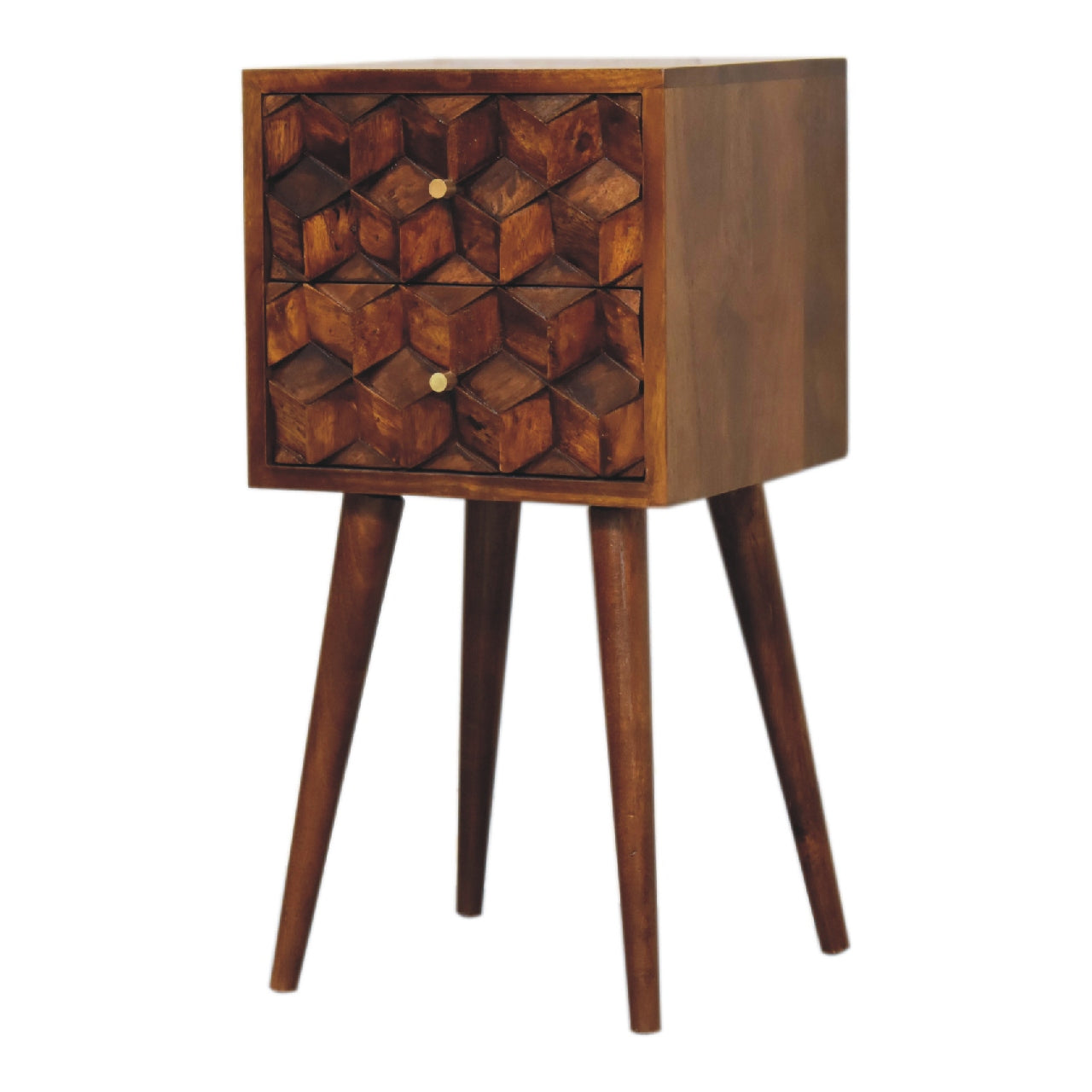 Solid Wood Mini Cube Nightstand
