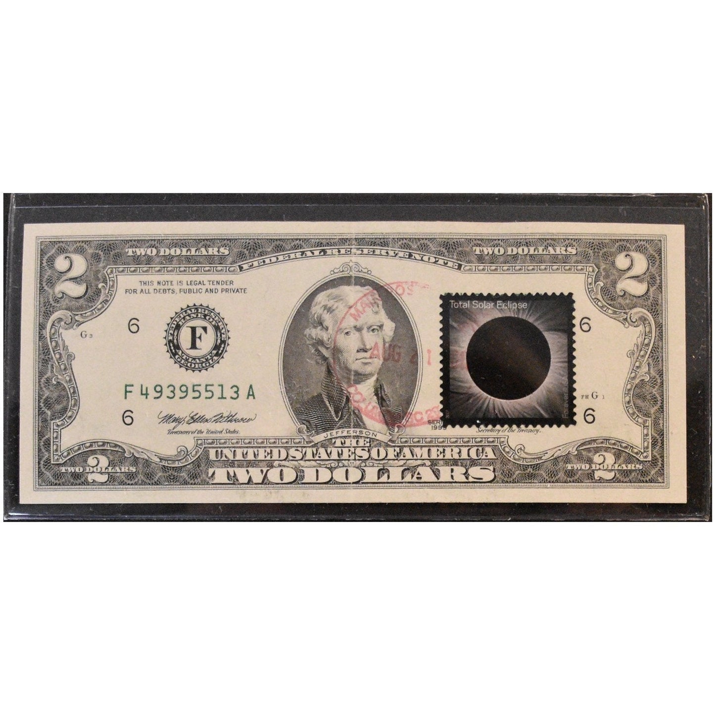 Eclipse of Century Commemorative $2 Dollar Bill
