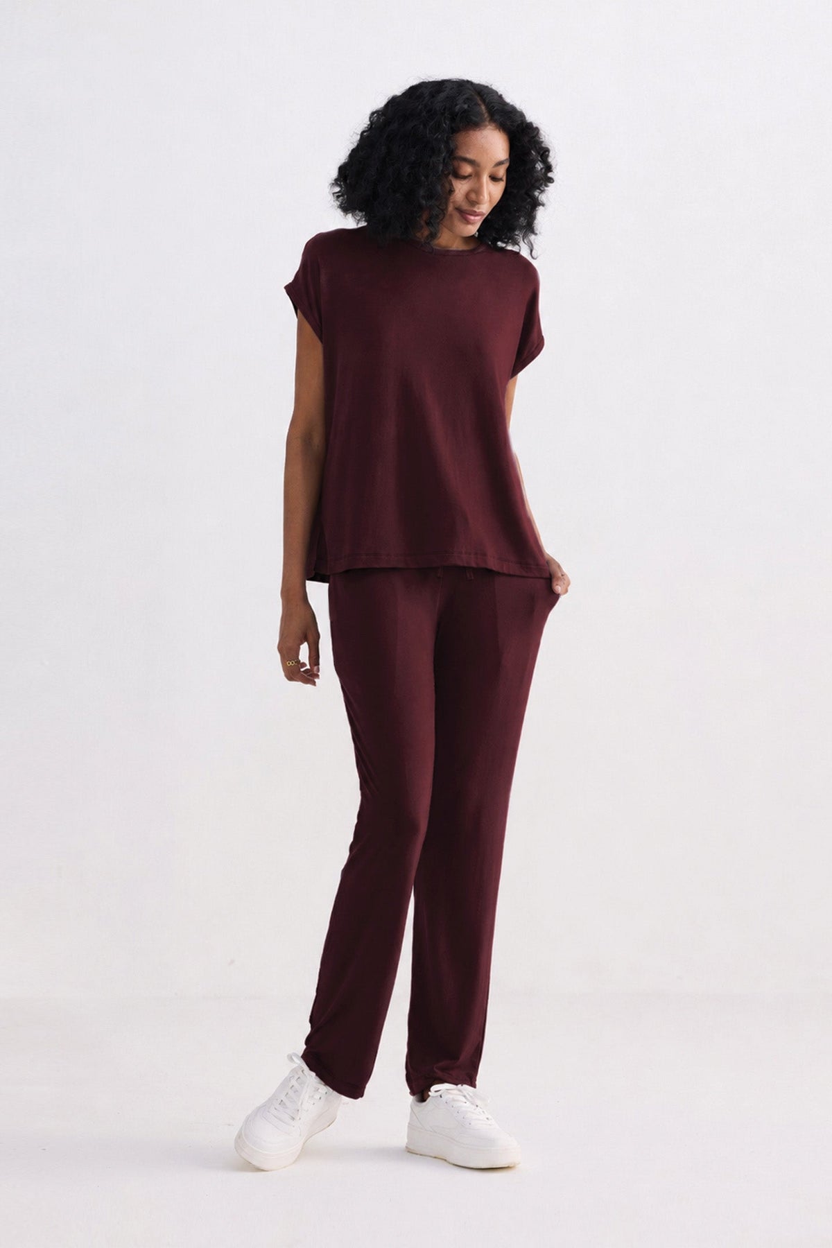 Wide Leg Pant in Merlot