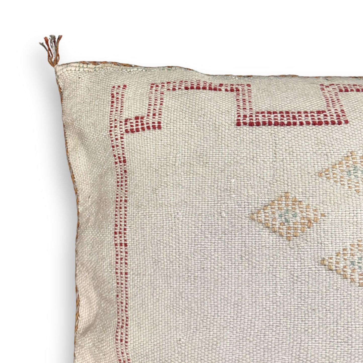 Ivory Large Sabra Cactus Silk Lumbar Pillow Cover | Handwoven in Morocco