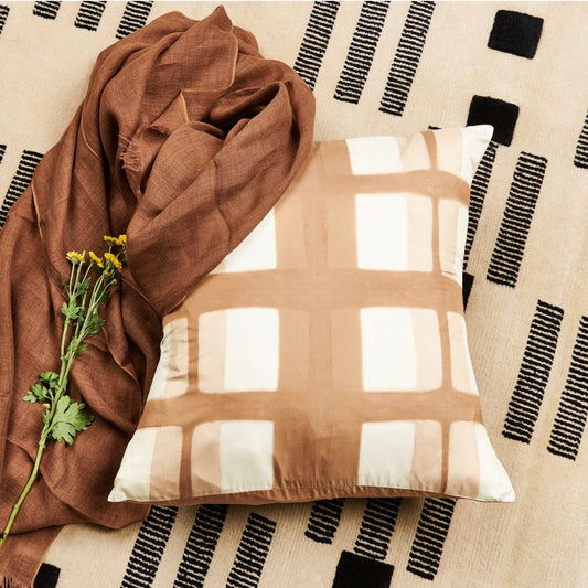 Melo Gold Hand Crafted Shibori Mulberry Silk Pillow