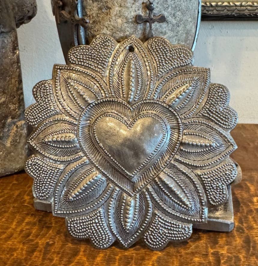 Handmade Recycled Metal Heart Art – Haiti – 4.5” x 4.5”