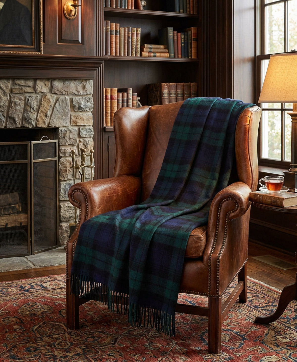 Prince of Scots Highland Tartan Tweed  Merino Wool Throw - Black Watch