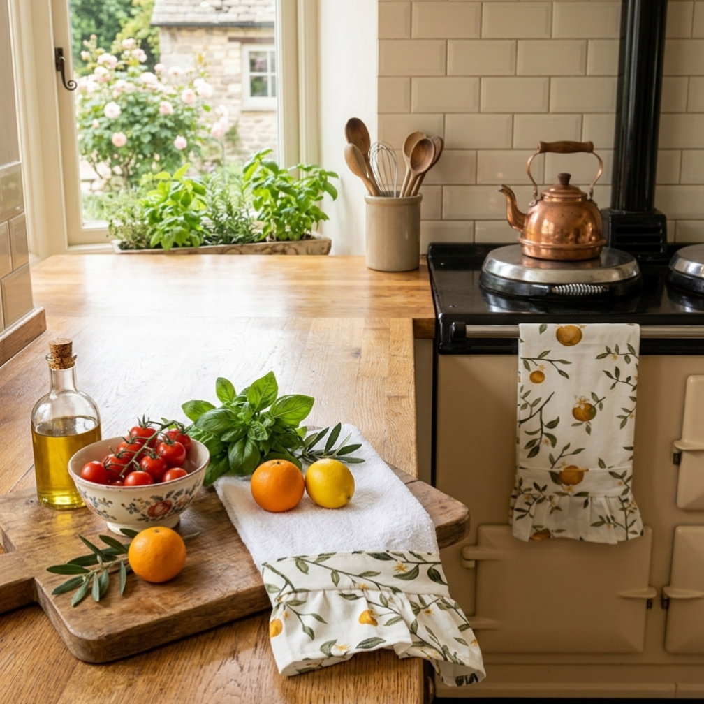 Valencia Orange Ruffled Kitchen Towels (Set of 2)