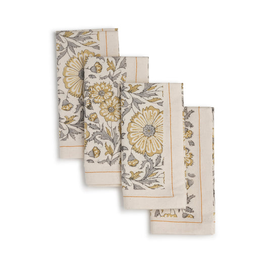 Hand Block Printed Cotton Napkins, Set of 4 | 18″×18″ | Fair Trade | Embellish