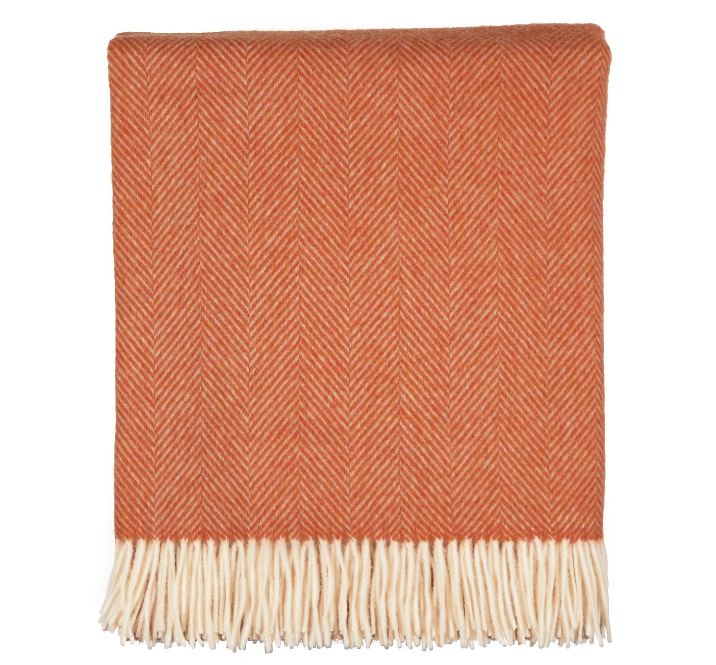 Southampton Home Merino Wool Herringbone Throw - Heirloom Tomato