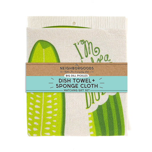 Pickle Dish Towel + Sponge Cloth Gift Set