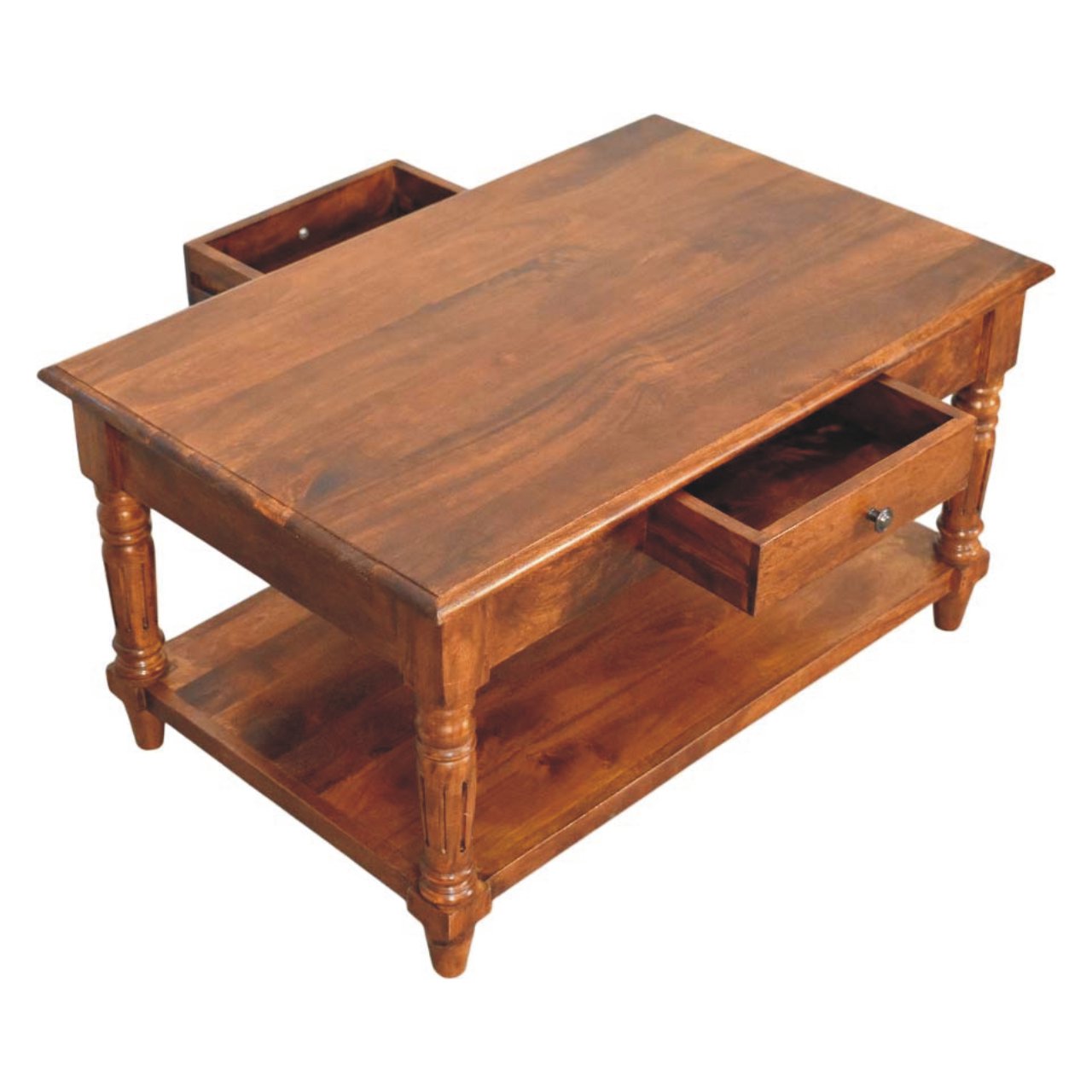 Solid Wood Turned Legs Chestnut Coffee Table