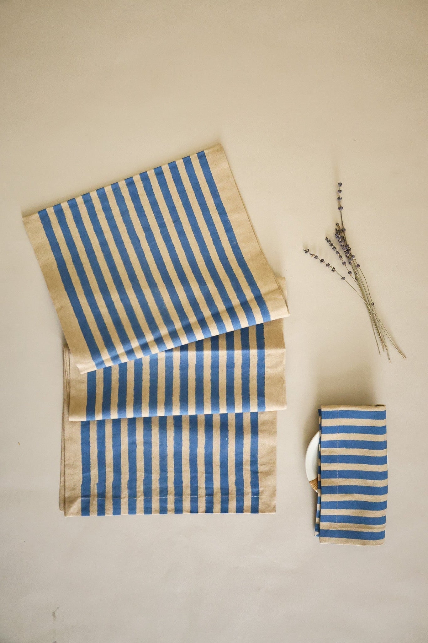 Oh! Stripes (Blue) Block Print Napkins, Set of 4