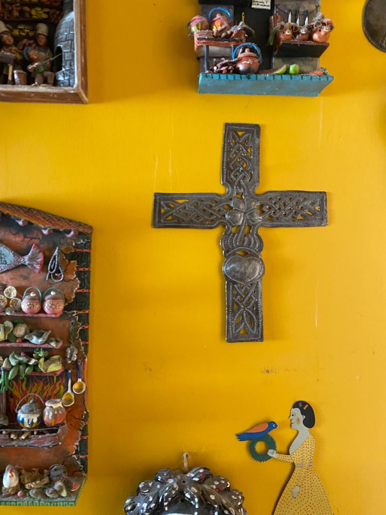 Small Celtic Wall Cross, Haitian Metal, Fair Trade 7.25
