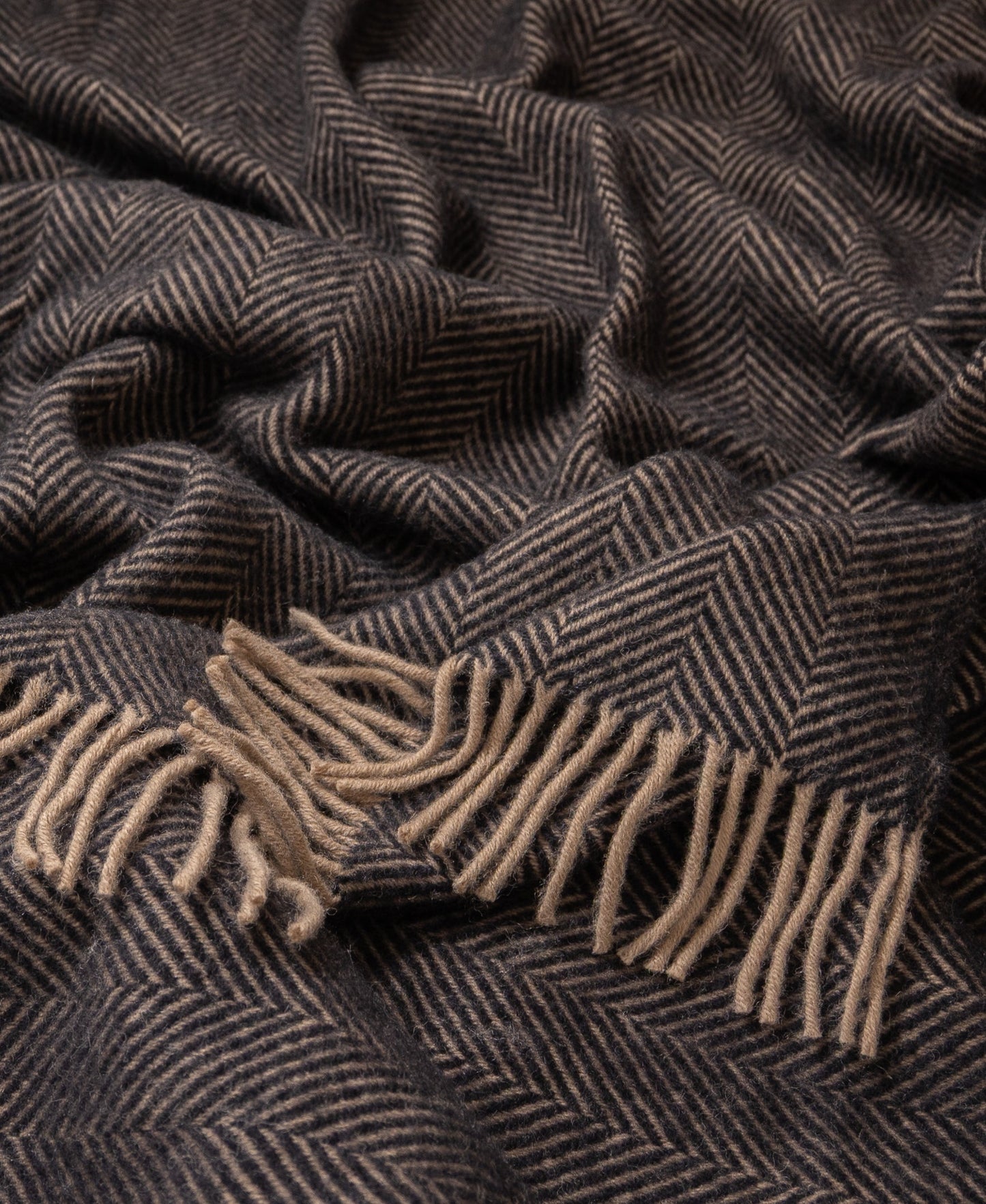 Highland Tweeds Herringbone Pure New Wool Throw - Black