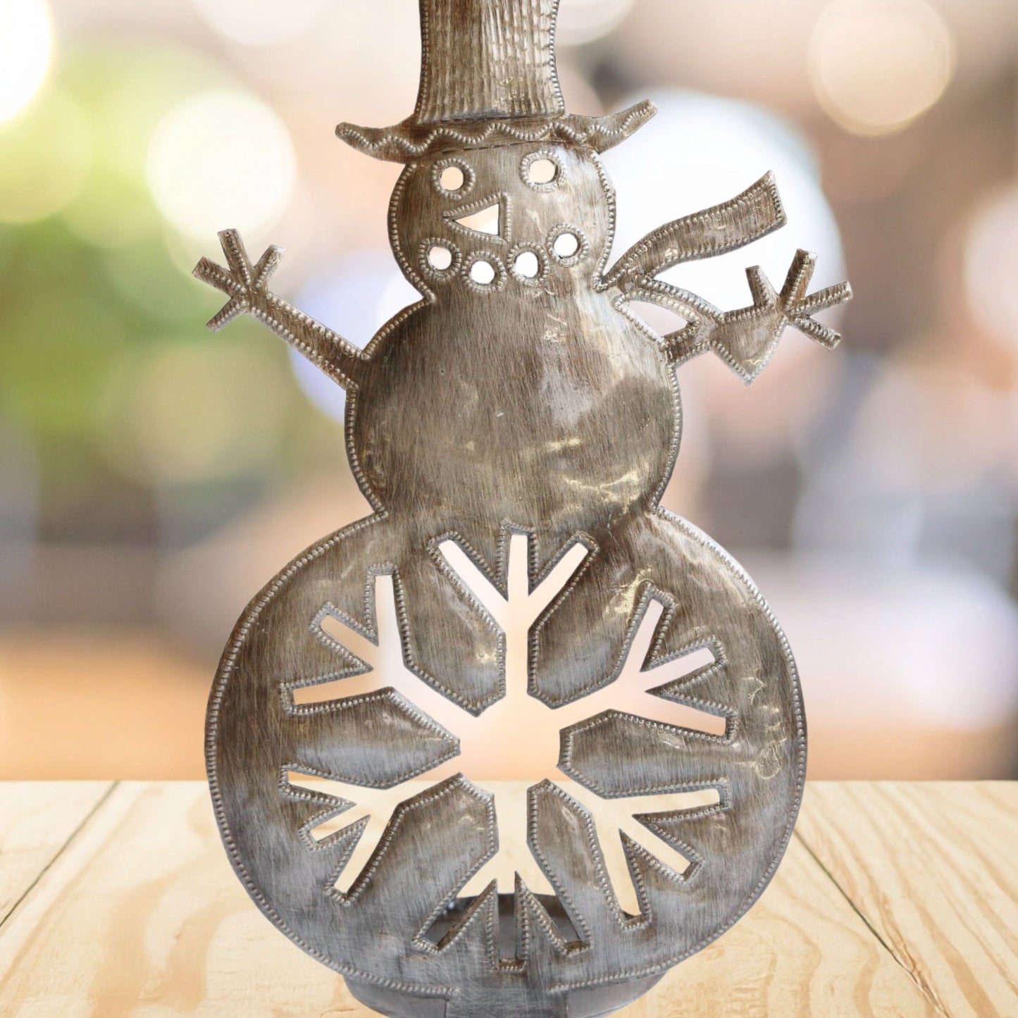 Snowflake Snowman Freestanding Metal Art
