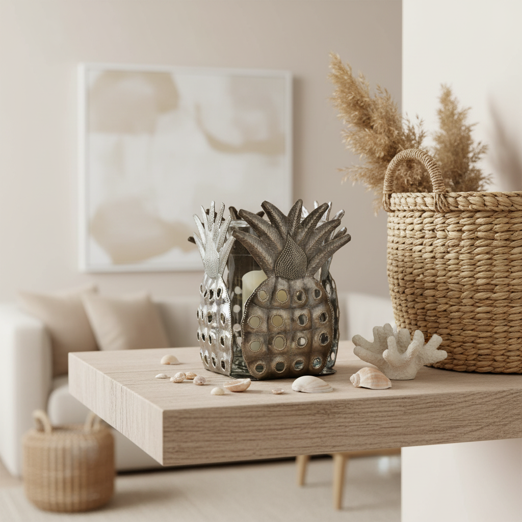 Pineapple Candle with Glass Hurricane